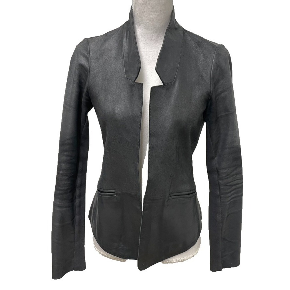 Mackage Rocker Jacket Womens Small Black Lambs Leather Edgy Sleek Biker